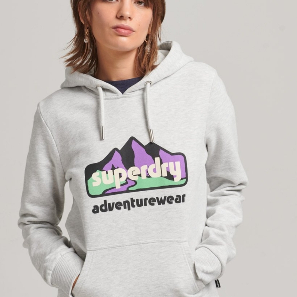 WOMEN'S SUPERDRY ADVENTUREWEAR GREY SWEATSHIRT SWEATER HOODIE SZ 10 $85